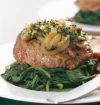 Gebakken kalfsoester met krokante sjalotjes